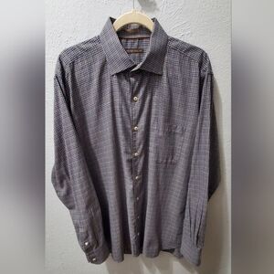 Peter Millar Navy and White Checkered Button Down Shirt